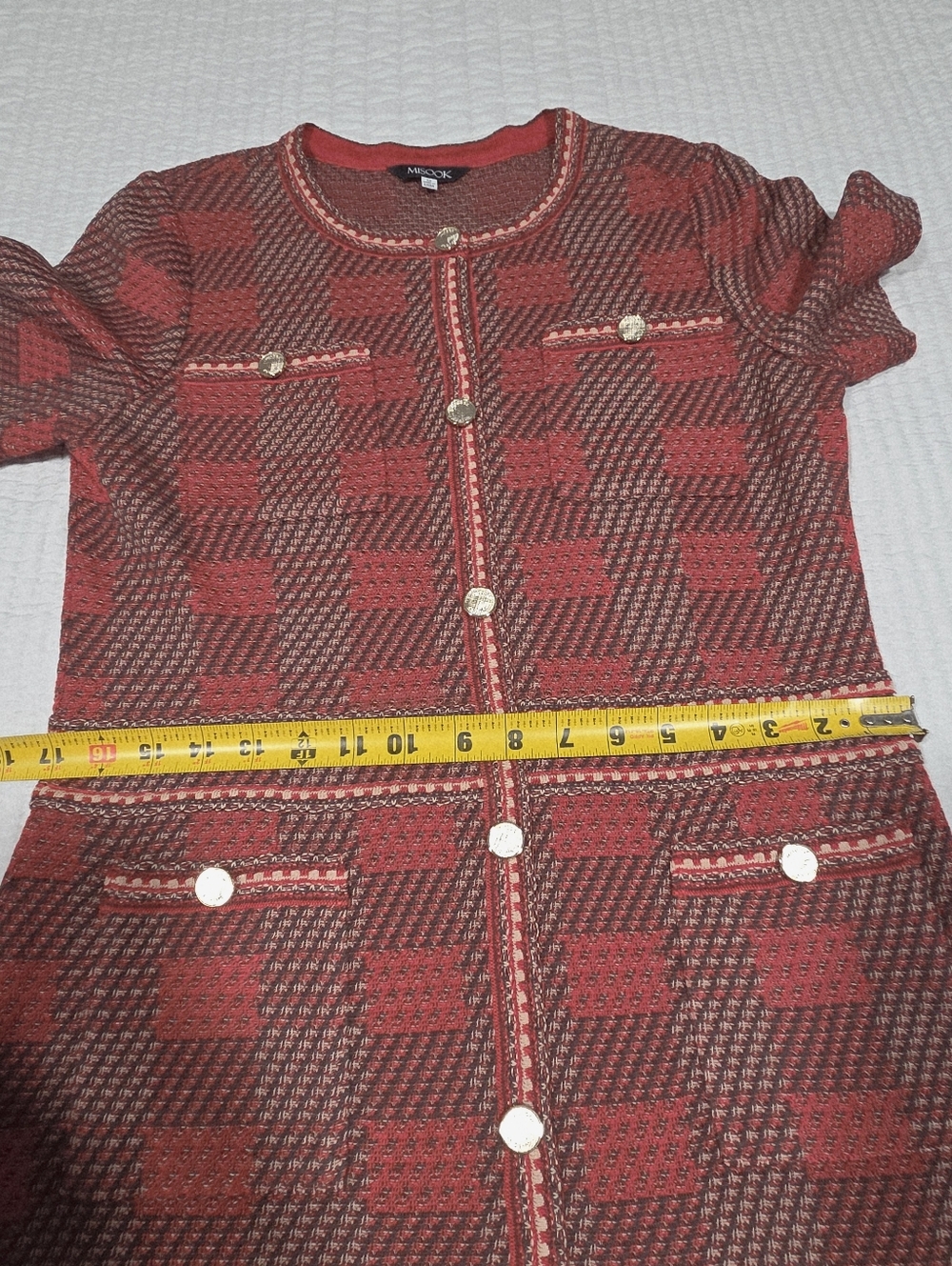 Misook Bold Plaid Tweed Knit Sheath Dress - Picture 5 of 7